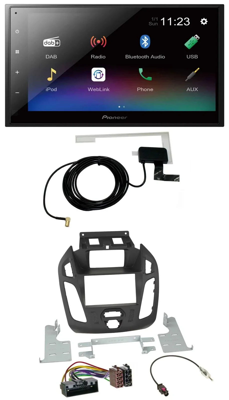 Pioneer DAB MP3 Bluetooth 2DIN USB Autoradio für Ford Transit 2012-2018 Display
