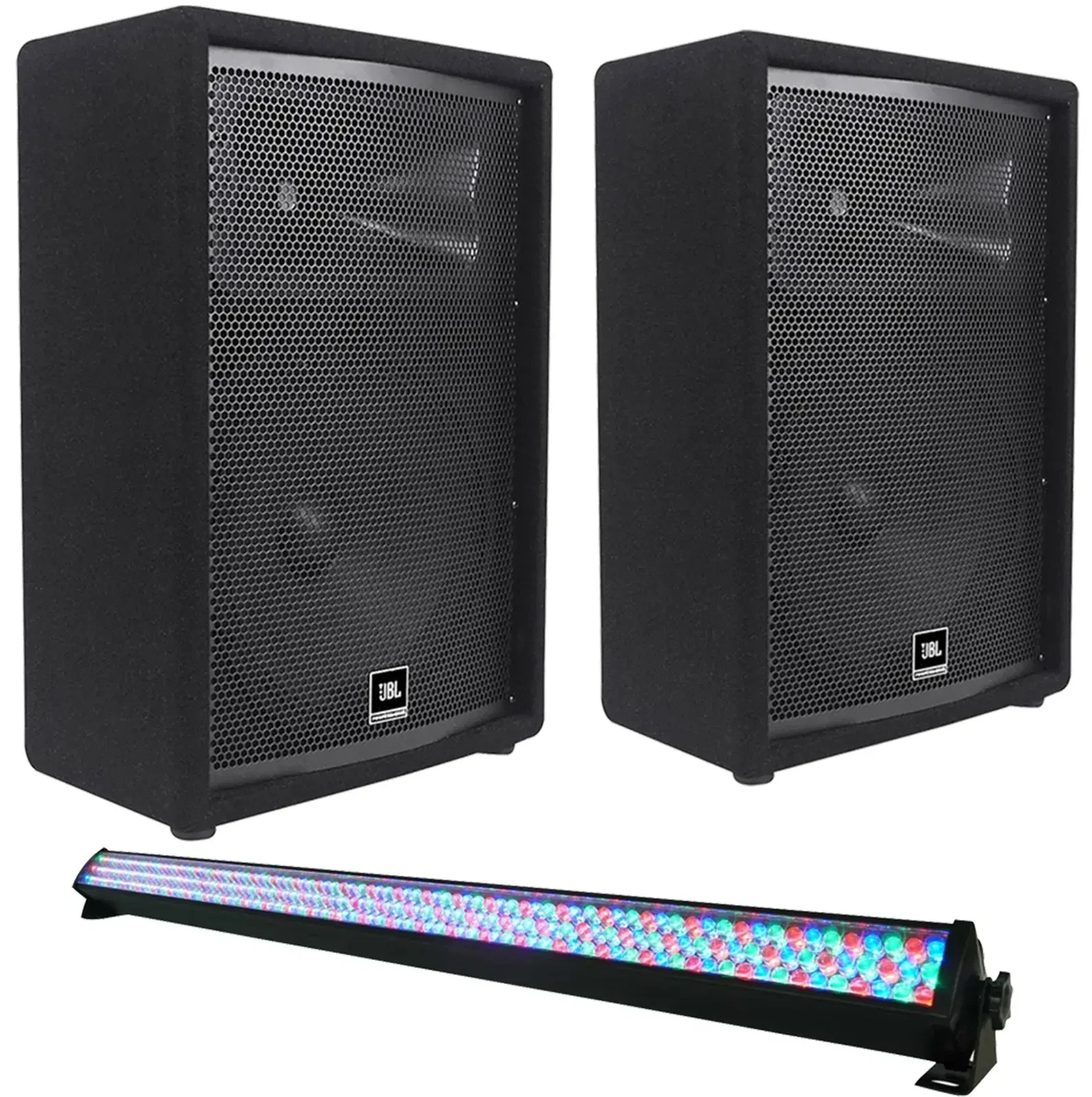 (2) JBL JRX212 1000w 12" Inch 2-Way DJ P/A Speaker Floor Wedge Monitors+DJ Light