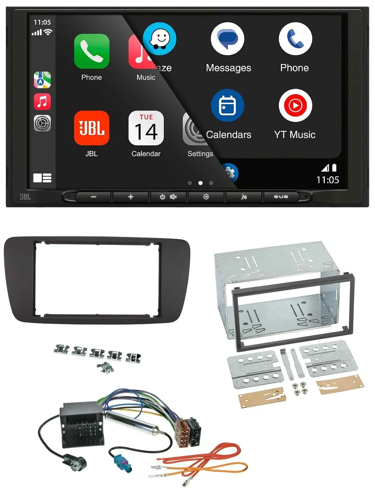 JBL USB 2DIN MP3 Bluetooth AUX Autoradio für Seat Ibiza ab 08 azabacheschwarz