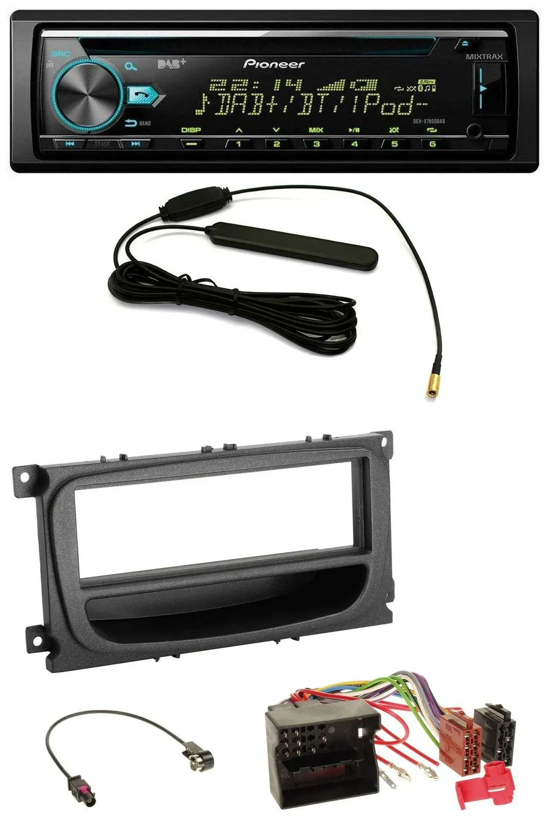 Pioneer CD MP3 AUX DAB USB Autoradio für Ford C-Max Focus Galaxy ab 2007 Ablagef