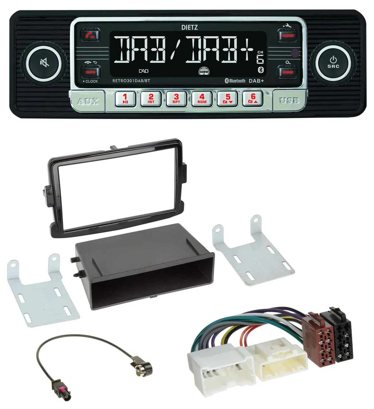 Dietz USB DAB MP3 Bluetooth Autoradio für Dacia Dokker, Duster, Logan