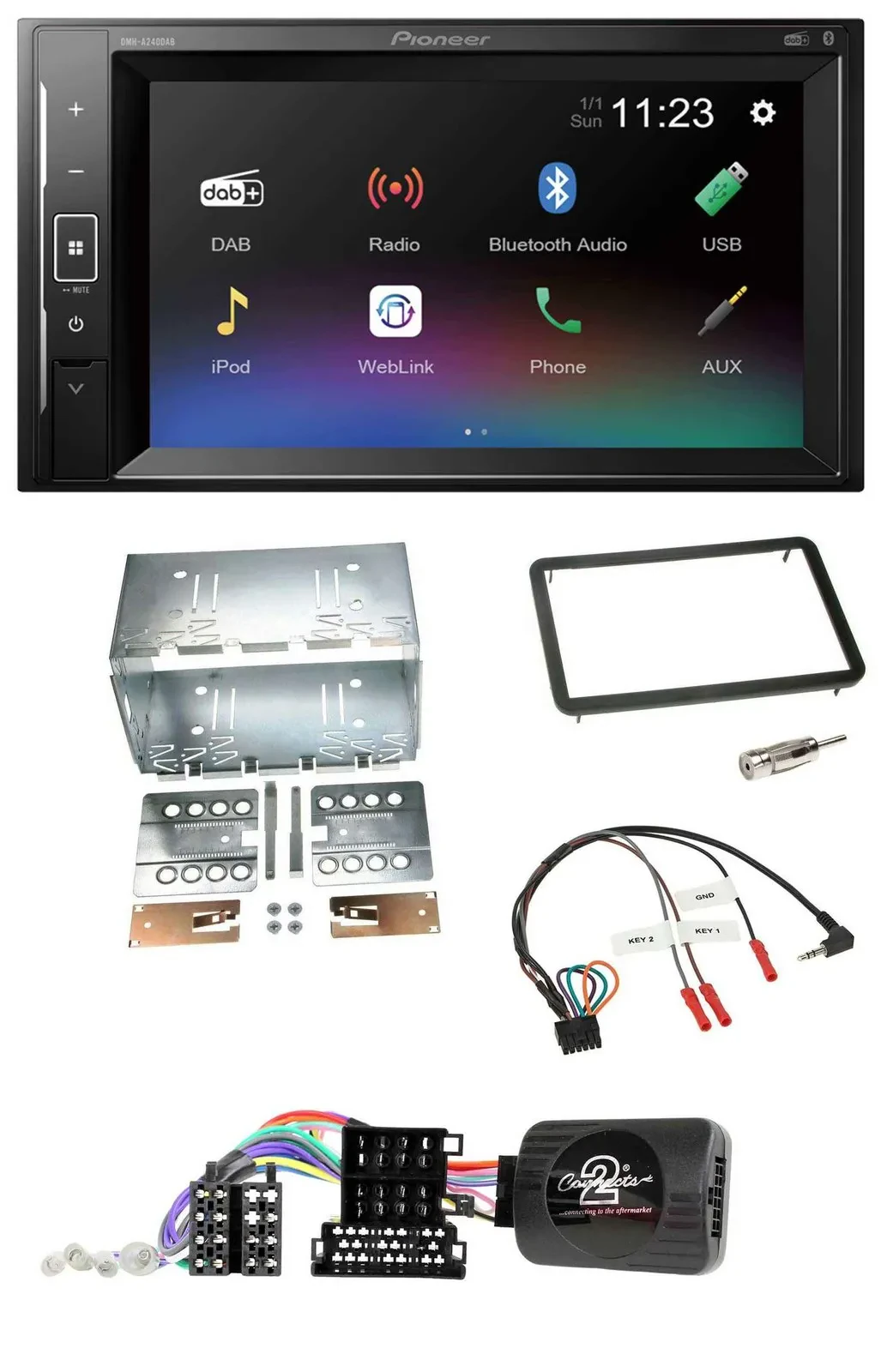 Pioneer DAB Lenkrad 2DIN Bluetooth USB Autoradio für Alfa Romeo 159 Brera Spider