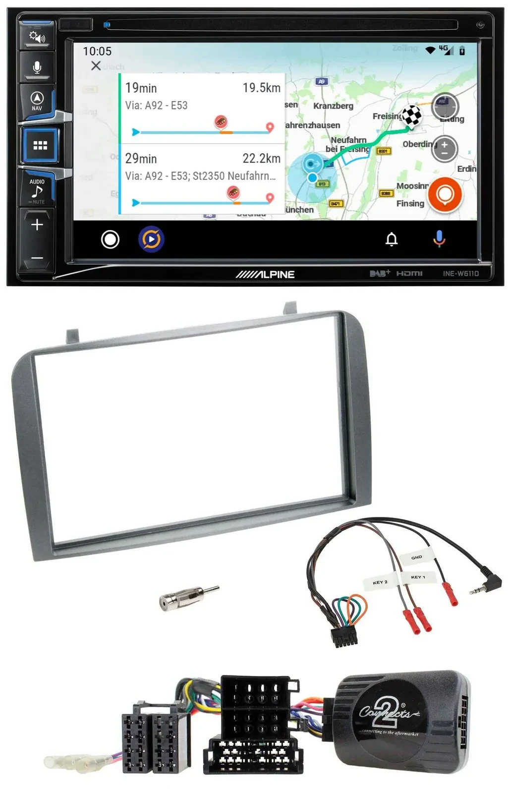 Alpine Bluetooth TMC USB DAB 2DIN Lenkrad Navigation für Alfa Romeo GT 147 07-10