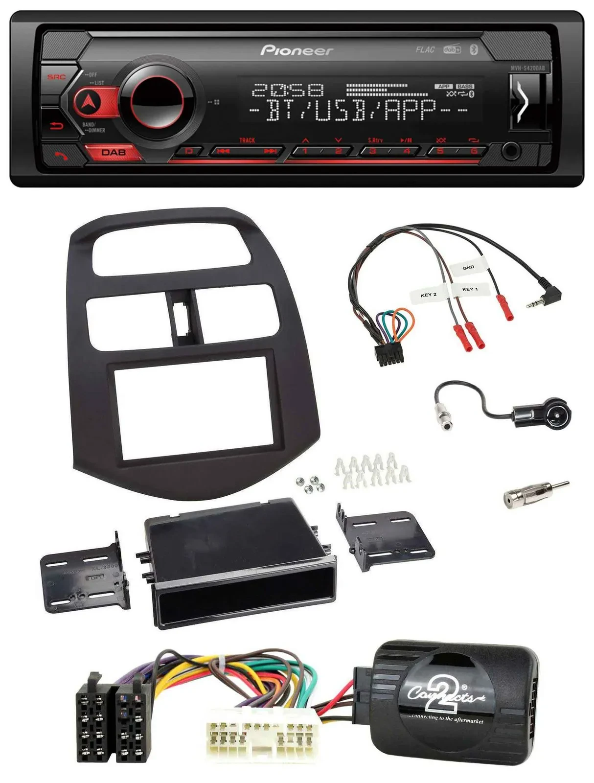 Pioneer Lenkrad USB DAB Bluetooth Autoradio für Chevrolet Spark KLM 2012-2013