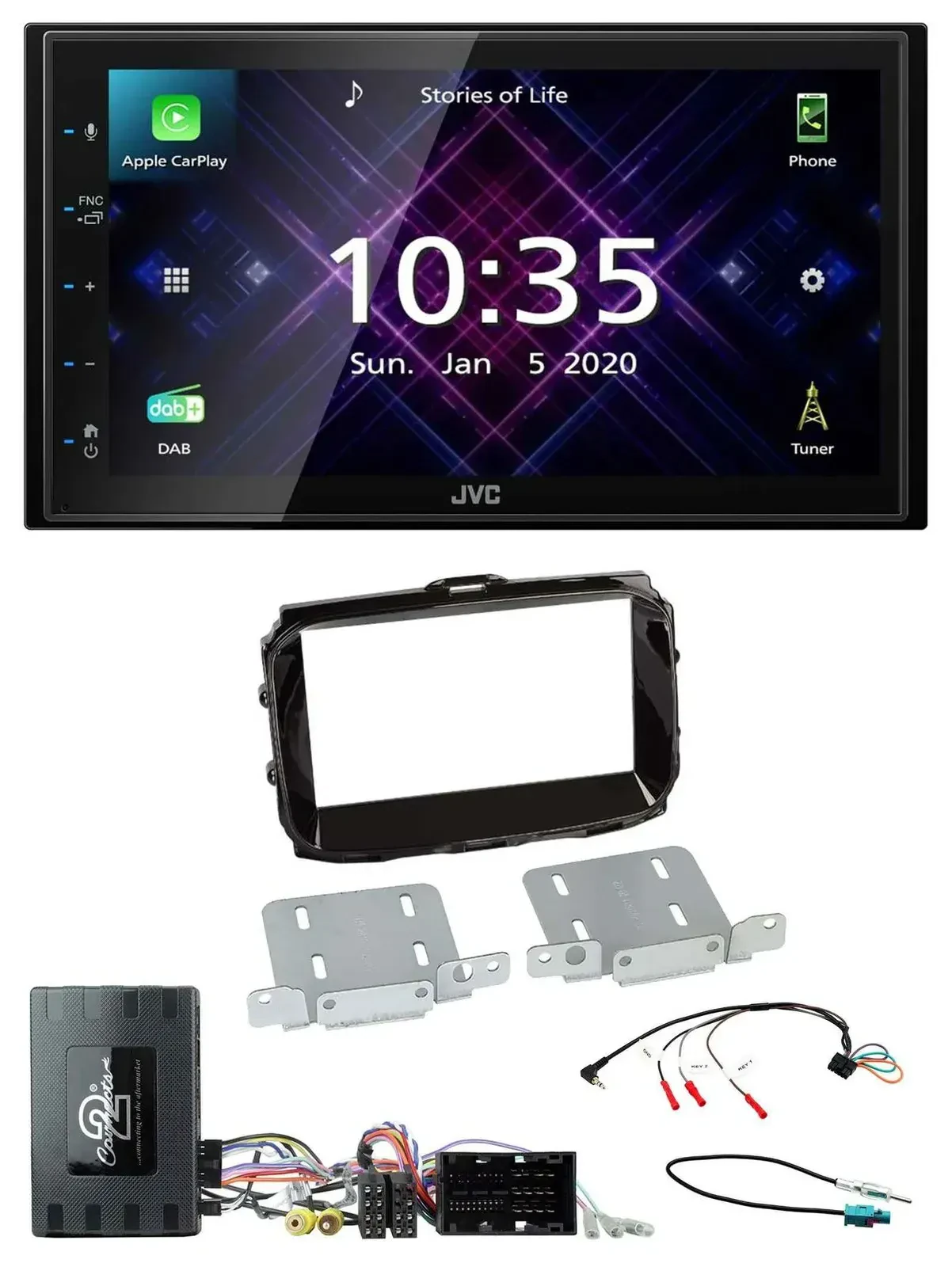JVC DAB 2DIN Lenkrad Bluetooth USB Autoradio für Alfa Giulietta 14-21 Infoadapte