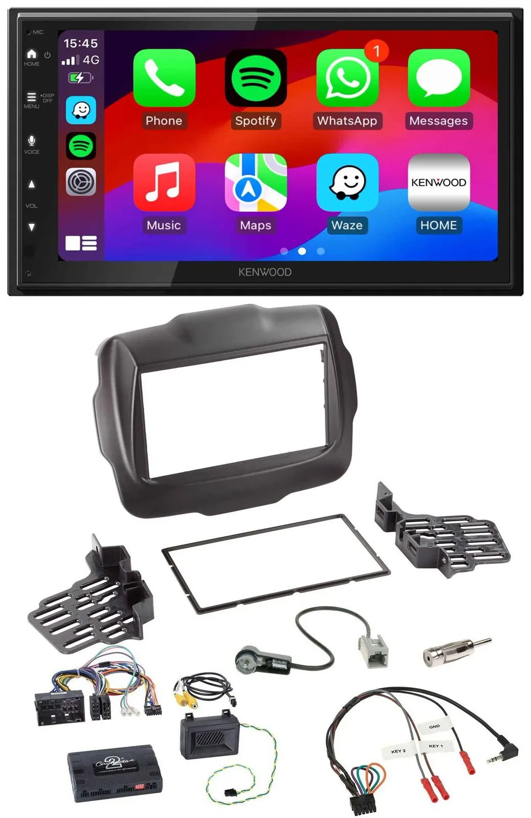Kenwood Lenkrad USB DAB 2DIN Bluetooth Autoradio für Jeep Renegade ab 2015