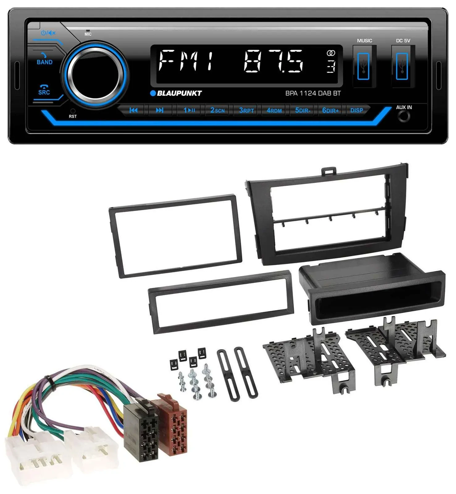 Автомагнитола Blaupunkt Bluetooth USB DAB MP3 для Toyota Corolla (с 2009), черная