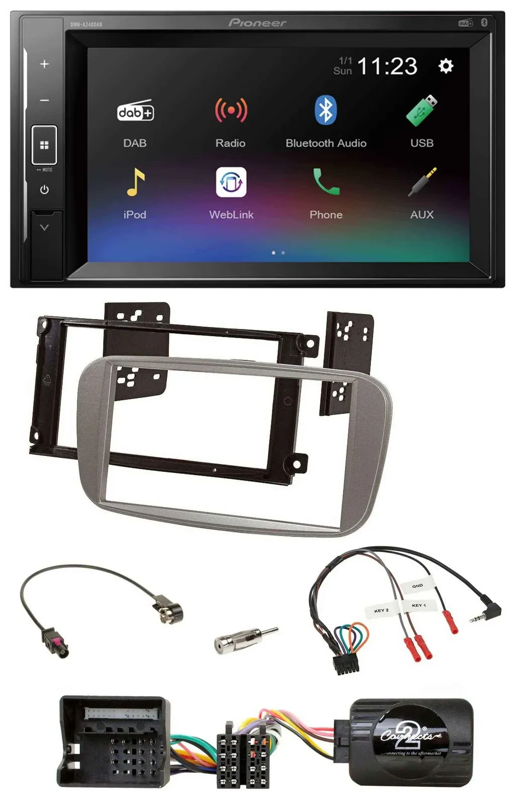 Pioneer DAB Lenkrad 2DIN Bluetooth USB Autoradio für Ford Mondeo S-Max ab 07 sil