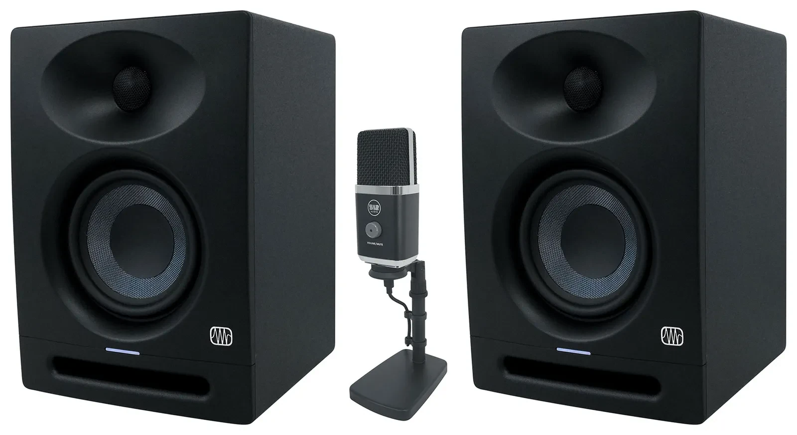 2) Presonus Eris Studio 4 Powered 4.5" Studio Monitors+Warm Audio Script USB Mic