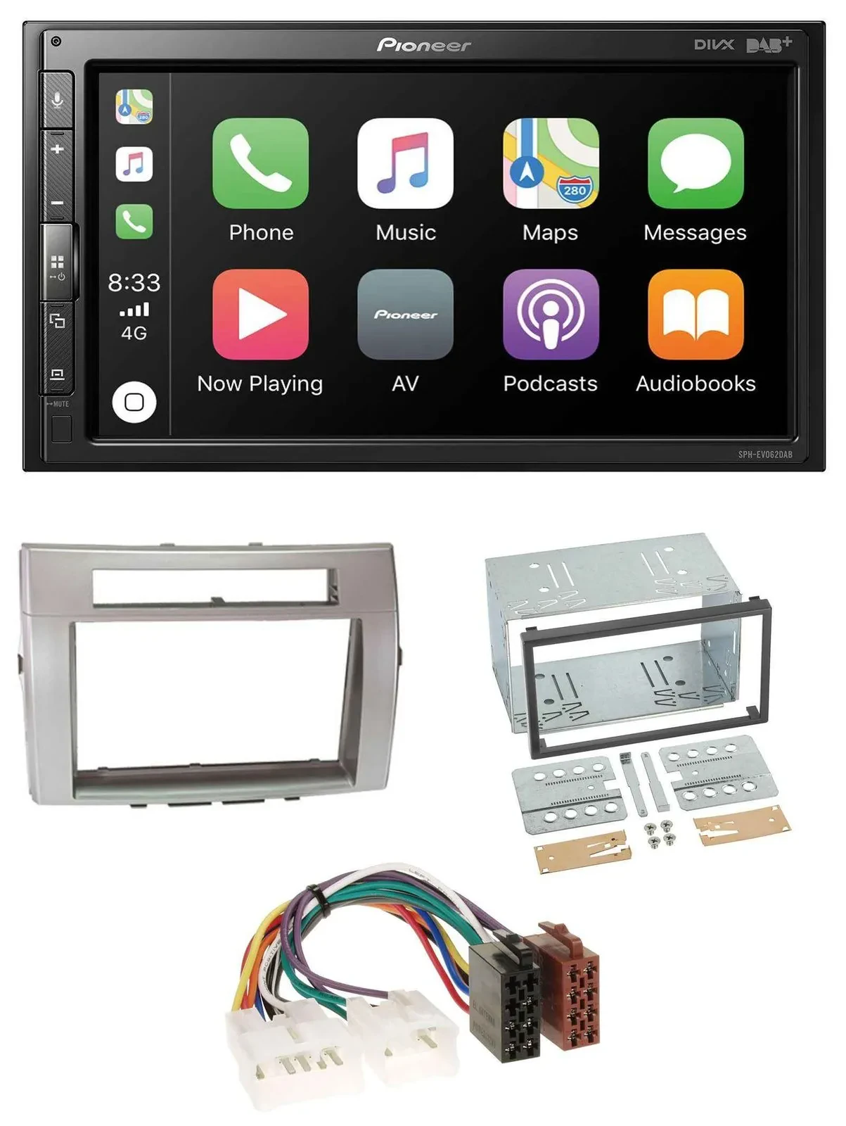 Pioneer USB MP3 DAB 2DIN Bluetooth Autoradio für Toyota Corolla Verso 04-09 silb