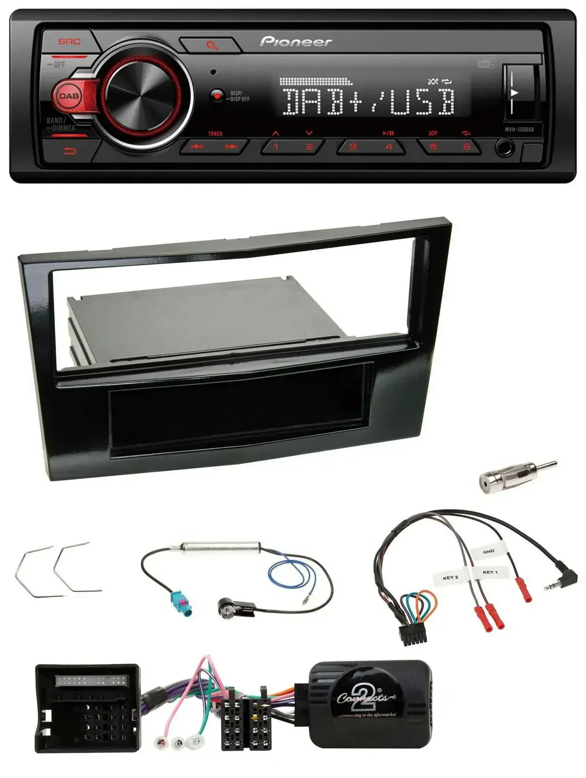 Автомагнитола Pioneer 1DIN DAB USB с поддержкой управления на руле для Opel Astra H, Corsa D, Zafira B