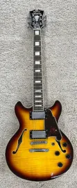 Электрогитара полуакустическая D'Angelico Premier Mini DC XT Vintage Sunburst с чехлом