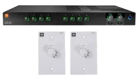 JBL CSMA240 Commercial/Restaurant 2x40w Amplifier+White Wall Volume Controllers