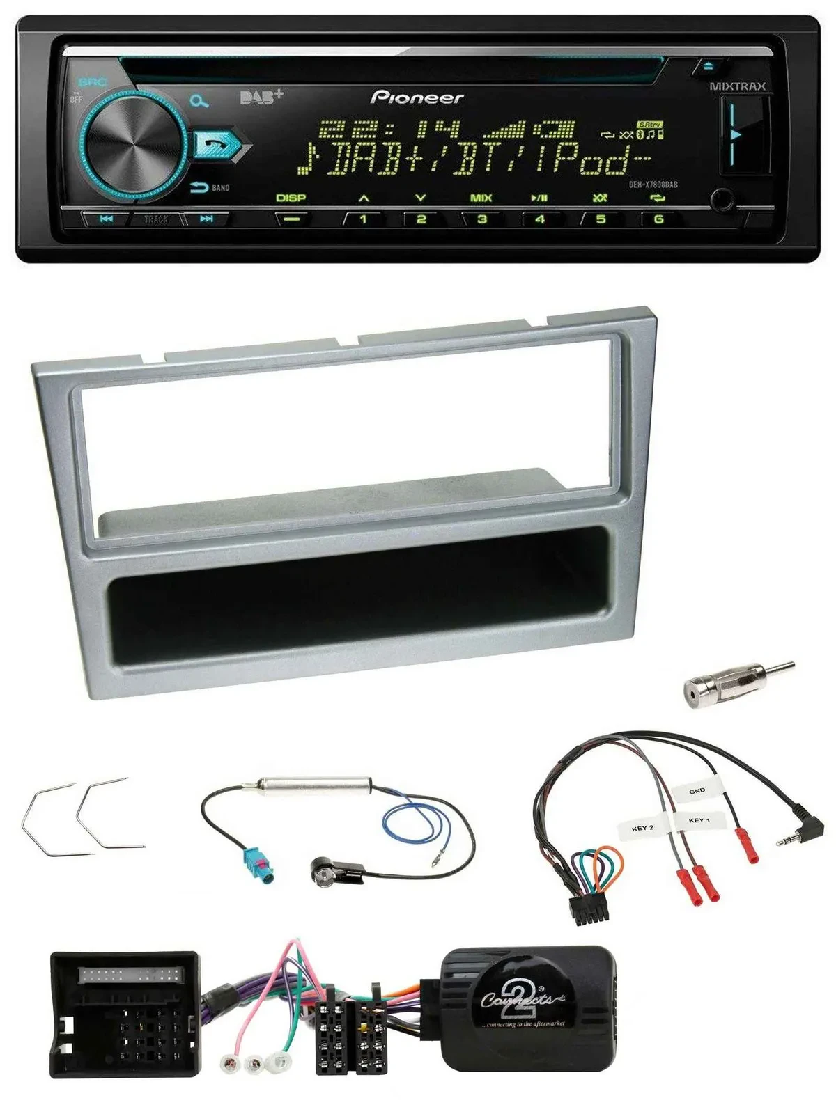 Pioneer DAB Lenkrad CD USB Bluetooth Autoradio für Opel Corsa C Tigra Meriva sil