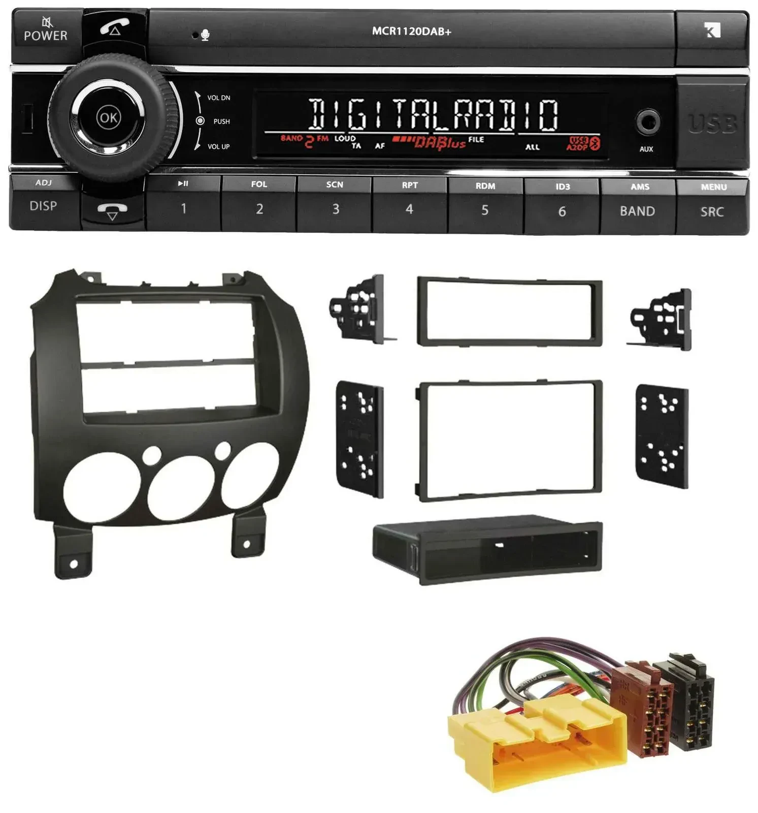 Kienzle Bluetooth MP3 USB DAB Autoradio für Mazda 2 (ab 2007)