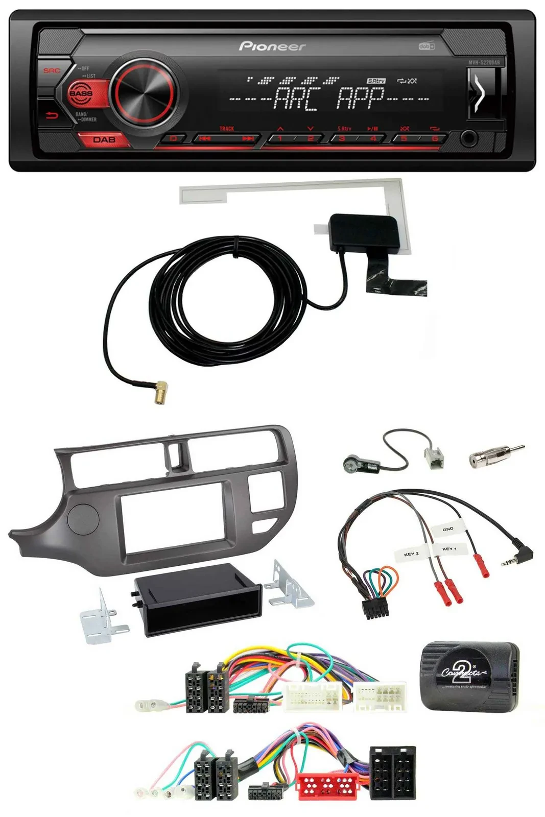 Автомагнитола для Kia Rio UB (2011–2015) Pioneer 1 DIN, USB, DAB, MP3, антрацит