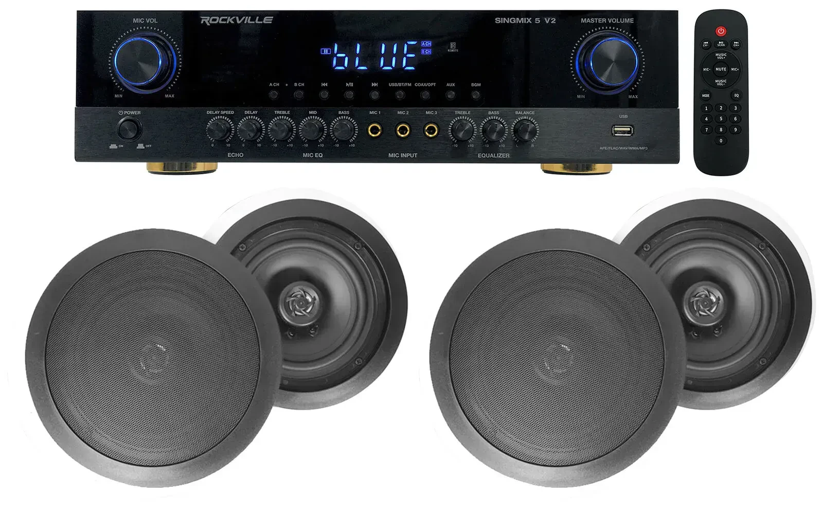 Потолочная акустика Rockville SINGMIX 5+(2) HC655 Comm Black с усилителем (4 штуки)