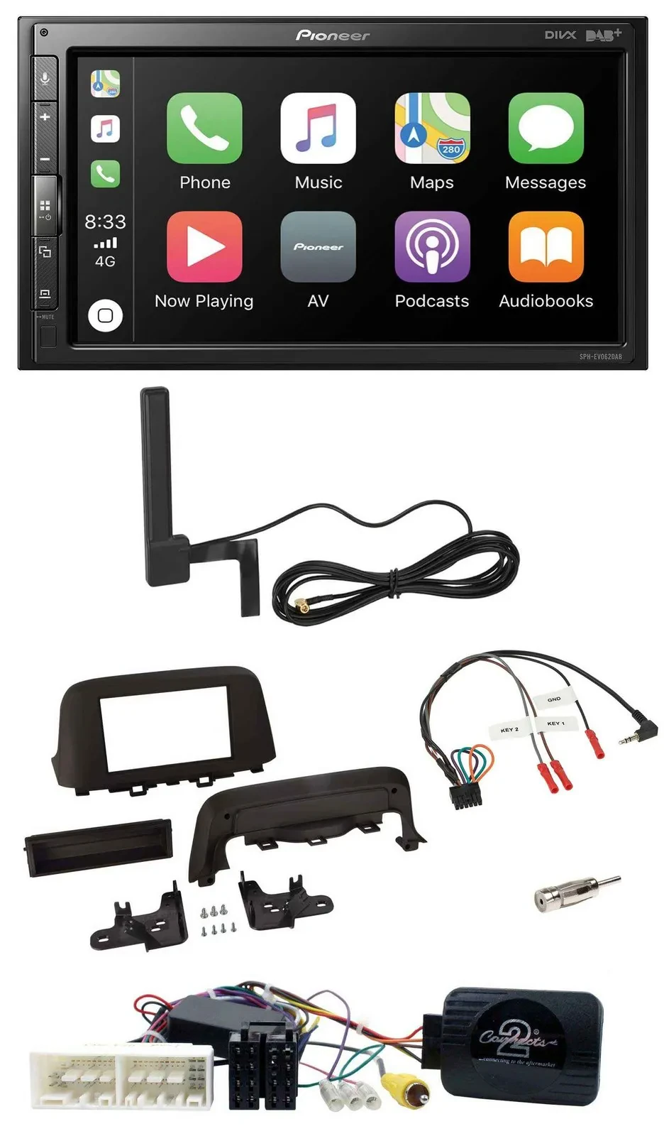 Pioneer USB 2DIN Bluetooth DAB Lenkrad Autoradio für Hyundai Kona ab 2013