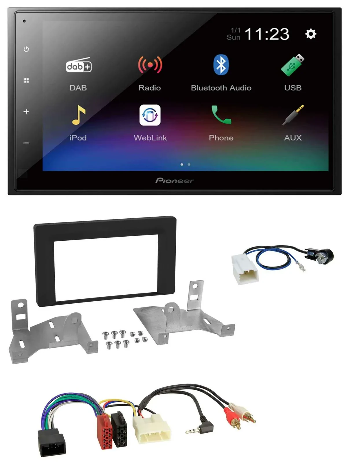 Pioneer USB Bluetooth DAB 2DIN MP3 Autoradio für Toyota Aygo ab 2022 AB7 schwarz