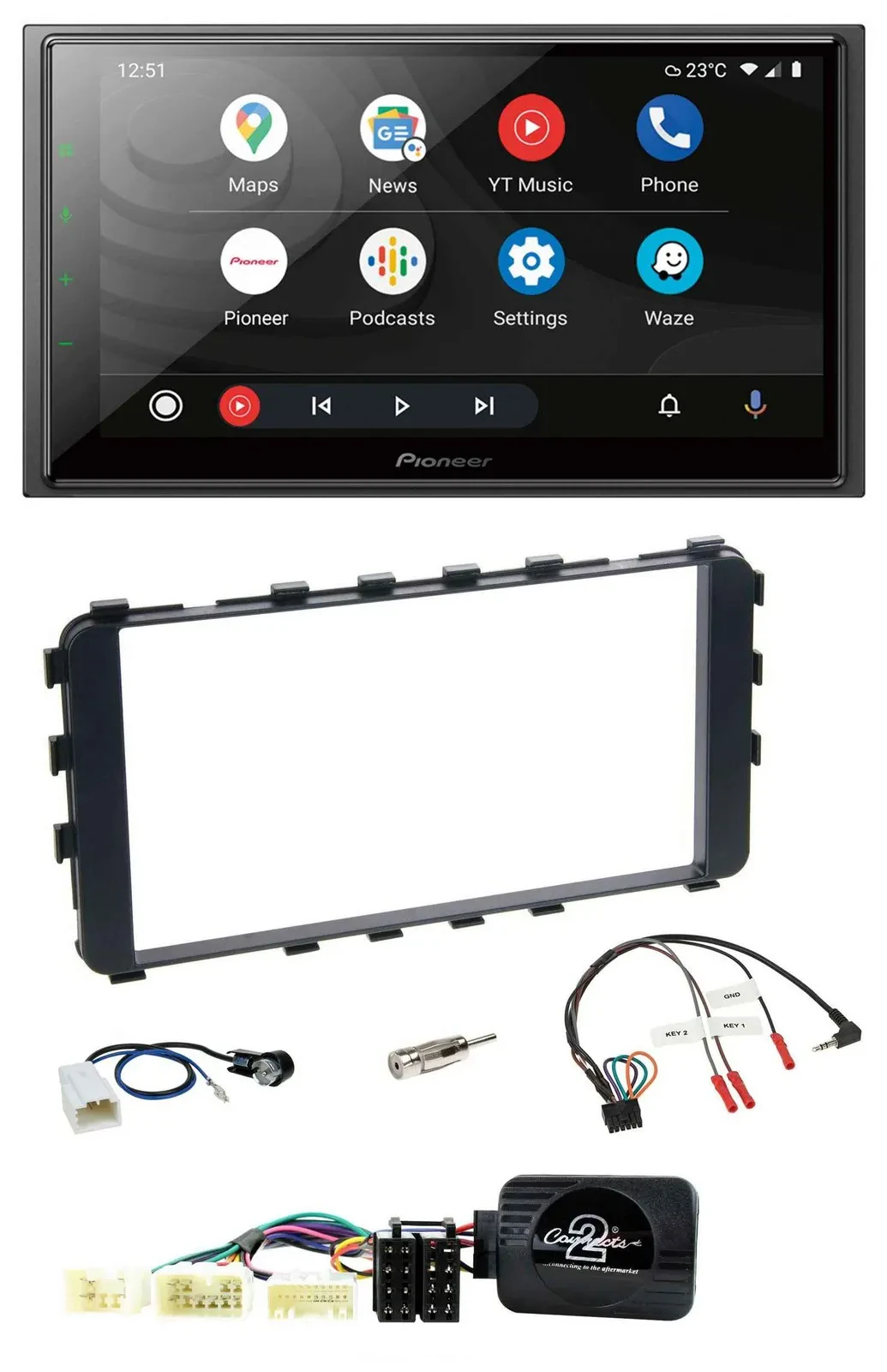 Pioneer USB 2DIN DAB Lenkrad Bluetooth Autoradio für Toyota Yaris 06-11 OEM-Navi