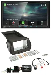 Kenwood Bluetooth USB 2DIN Lenkrad TMC DAB Navigation für Citroen Nemo Fiat Fior