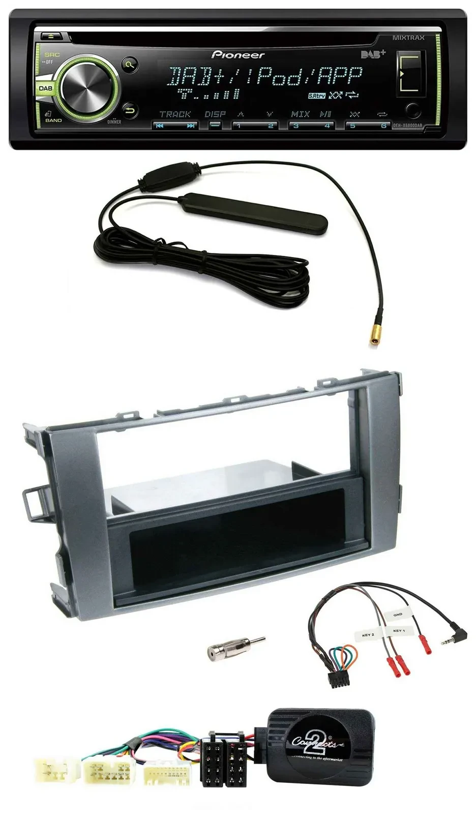 Автомагнитола для Toyota Avensis T25 Pioneer DAB, CD, USB, MP3, совместимая с кнопками на руле