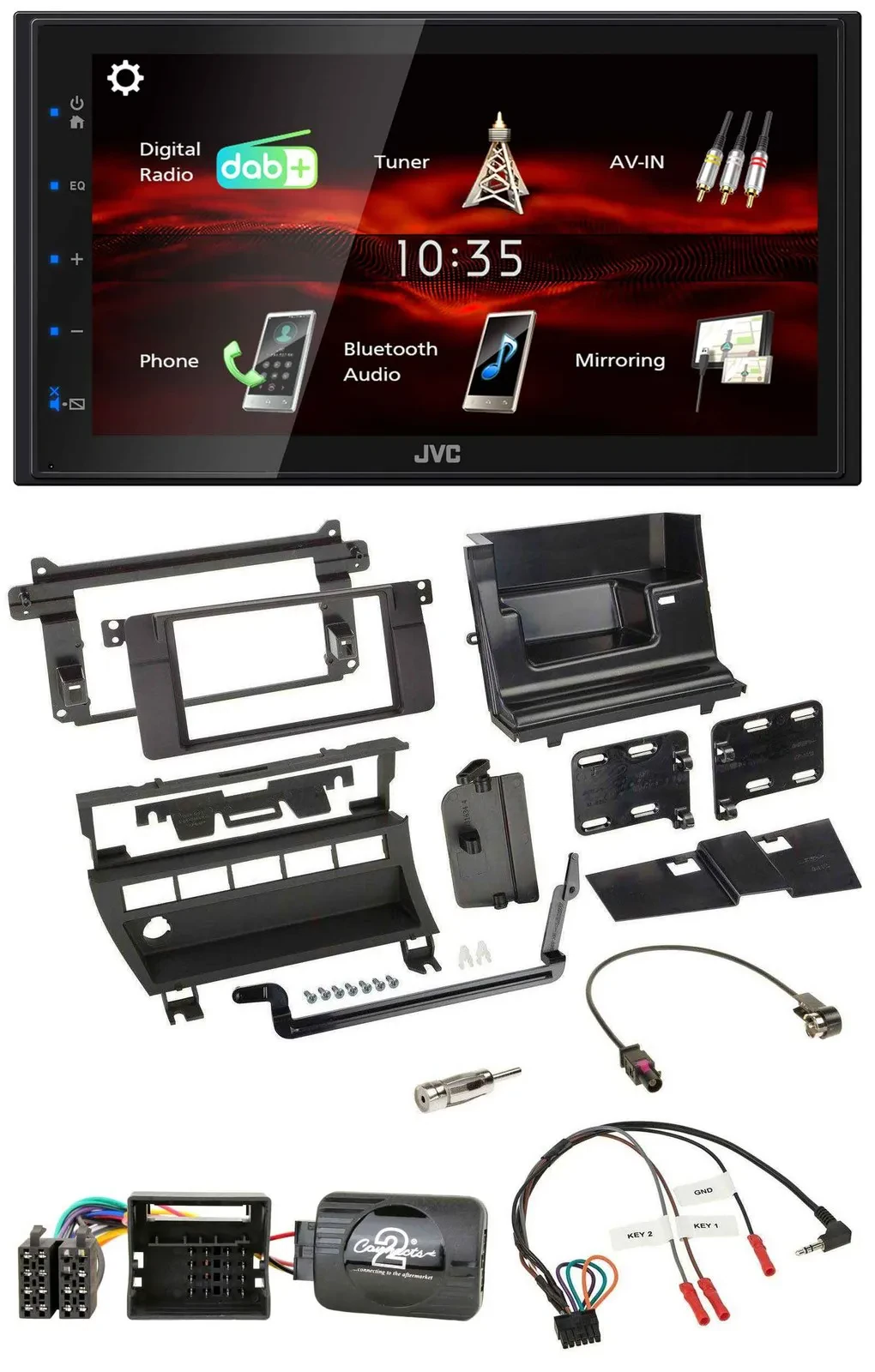 JVC USB Bluetooth Lenkrad DAB 2DIN Autoradio für BMW 3er 2001-2006 5 Schalteröff