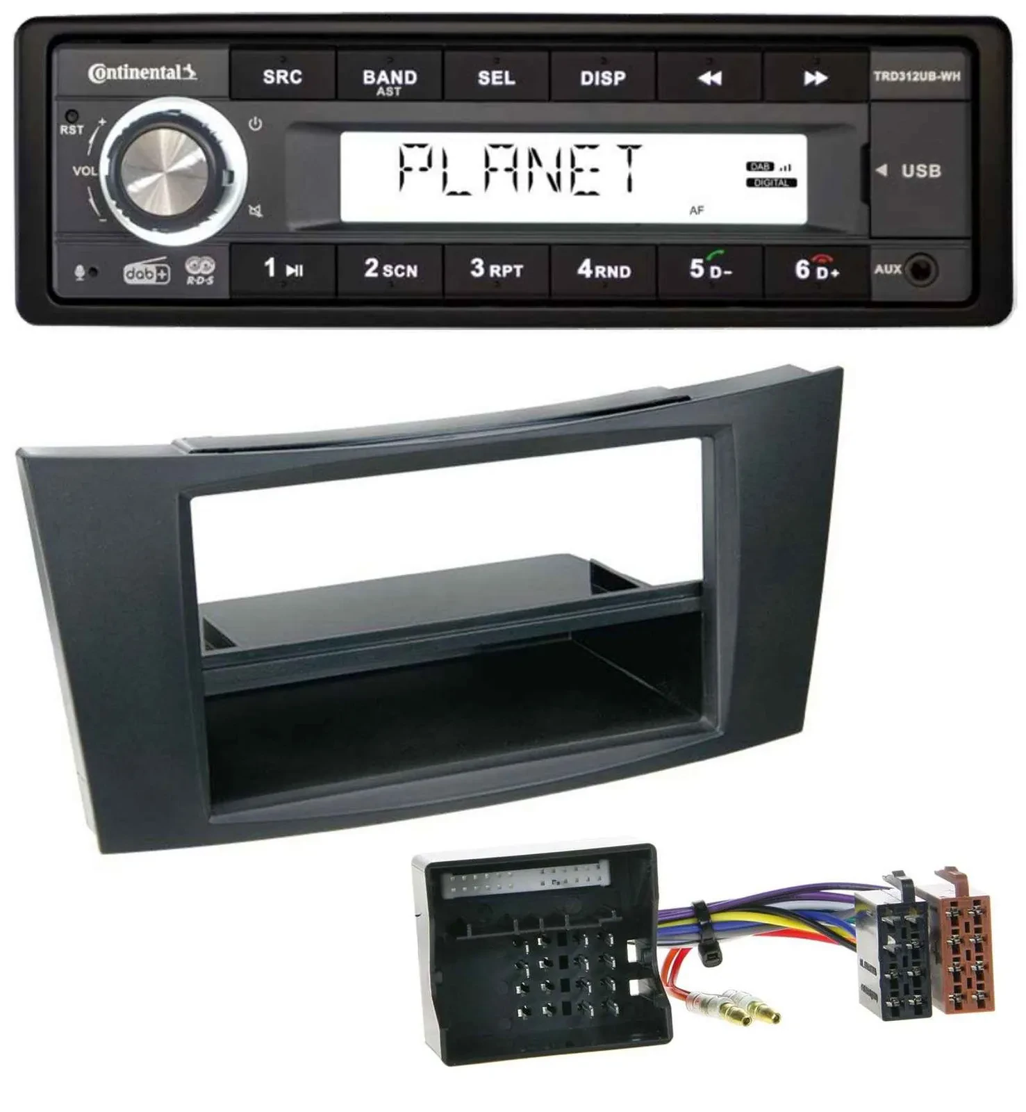 Continental USB 1DIN AUX DAB MP3 Autoradio für Mercedes E-Klasse W211 02-09 Rubb