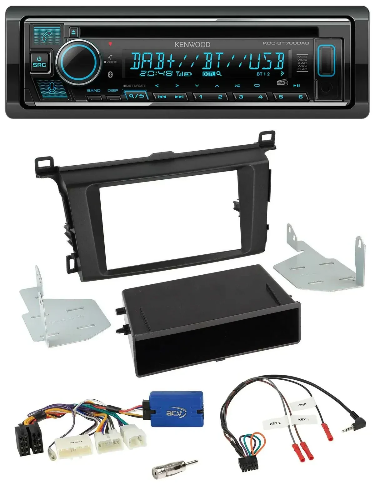 Автомагнитола для Toyota RAV4 Kenwood CD, Bluetooth, DAB, USB