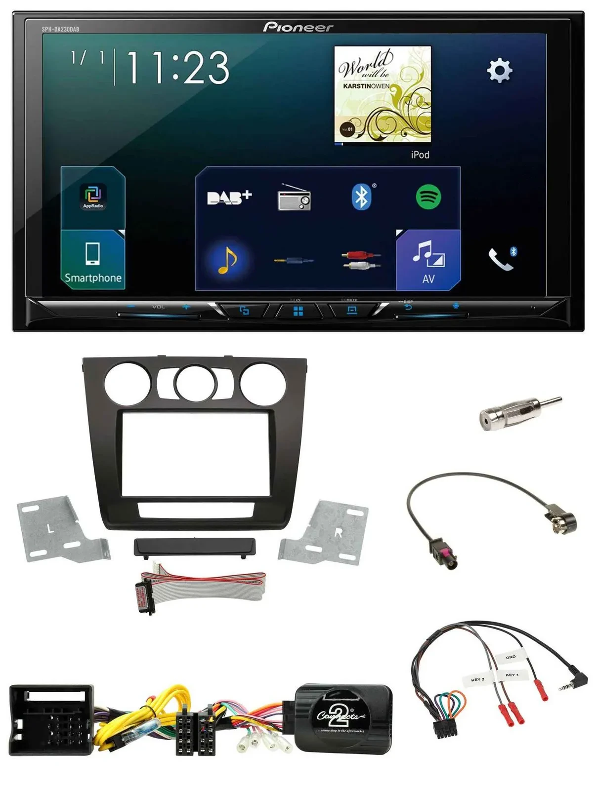 Pioneer Lenkrad Bluetooth USB 2DIN DAB Autoradio für BMW 1er man. Klima E87/E88/