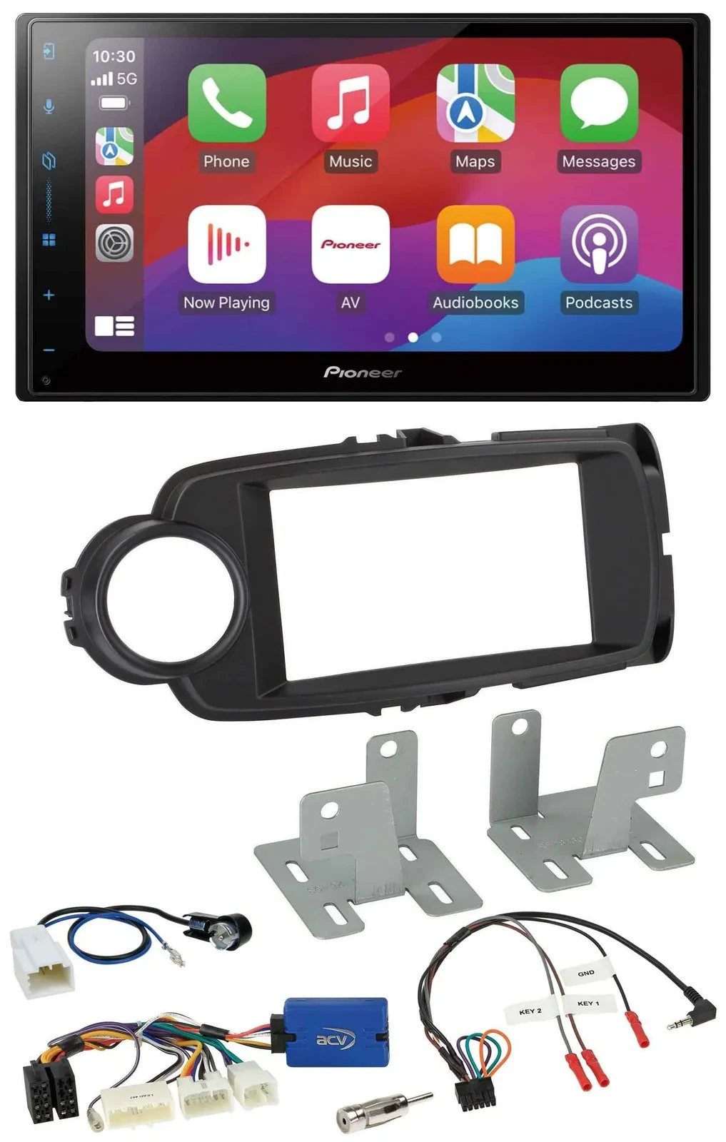 Pioneer DAB USB Lenkrad Bluetooth 2DIN Autoradio für Toyota Yaris ab 2014 schwar
