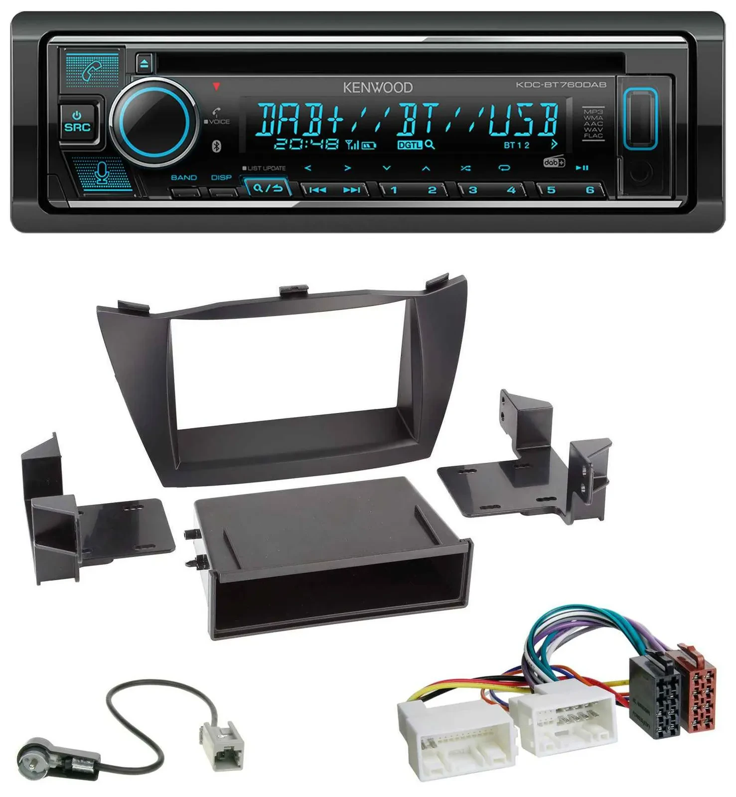 Kenwood MP3 Bluetooth DAB USB CD Autoradio für Hyundai ix35 (LM, 2010-2013)