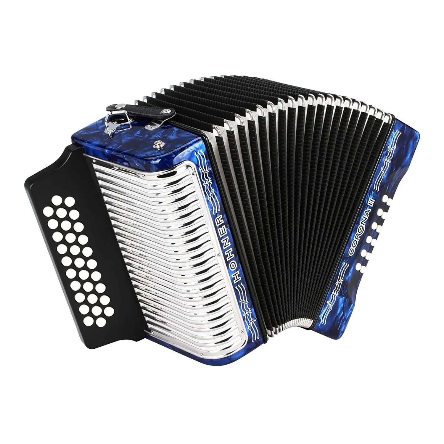 Б/У Аккордеон Hohner Corona II диатонический, GCF, перламутровый тёмно-синий