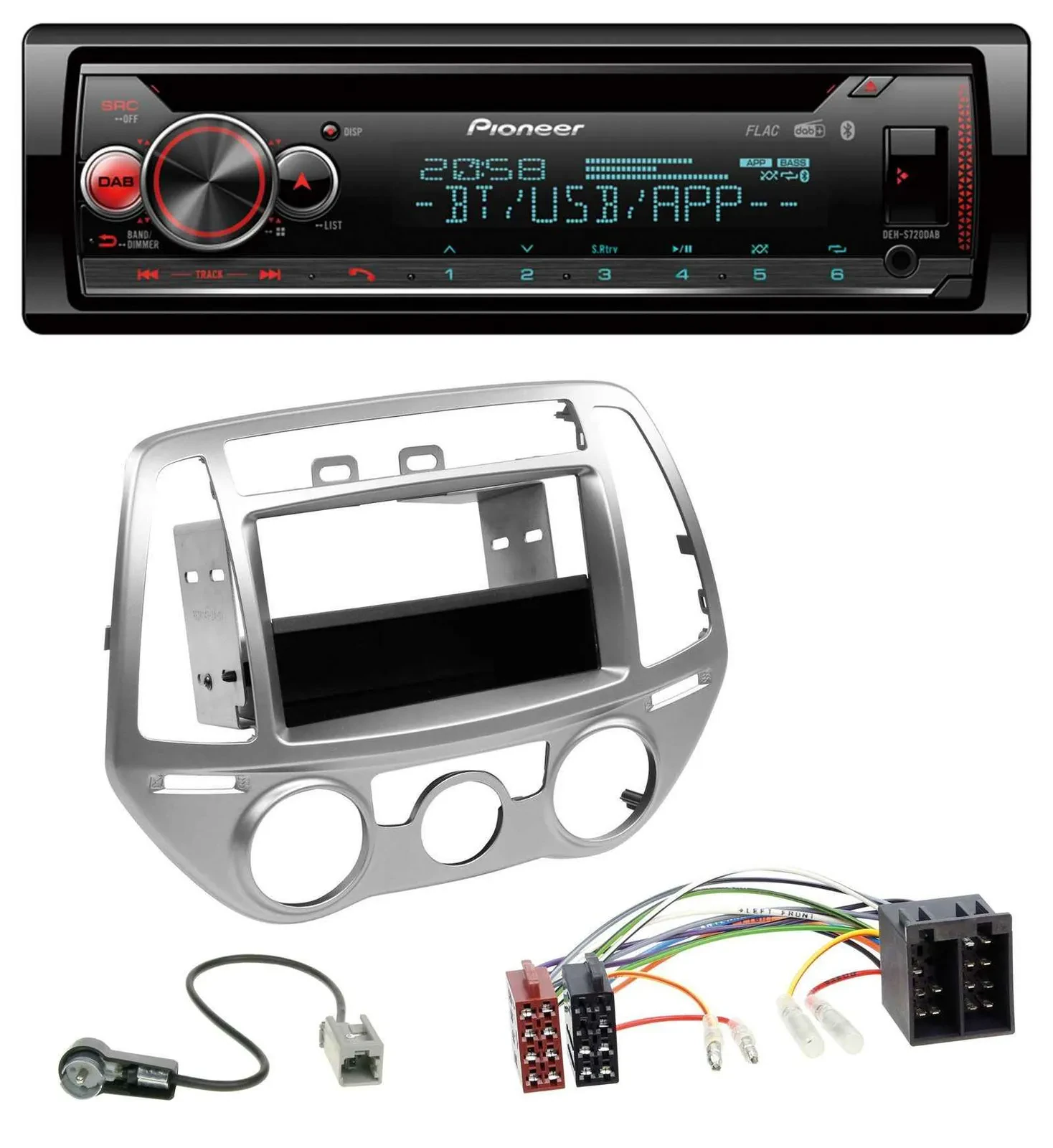 Автомагнитола Pioneer CD, MP3, DAB, Bluetooth, USB для Hyundai i20 (2012–2014), с ручным кондиционером