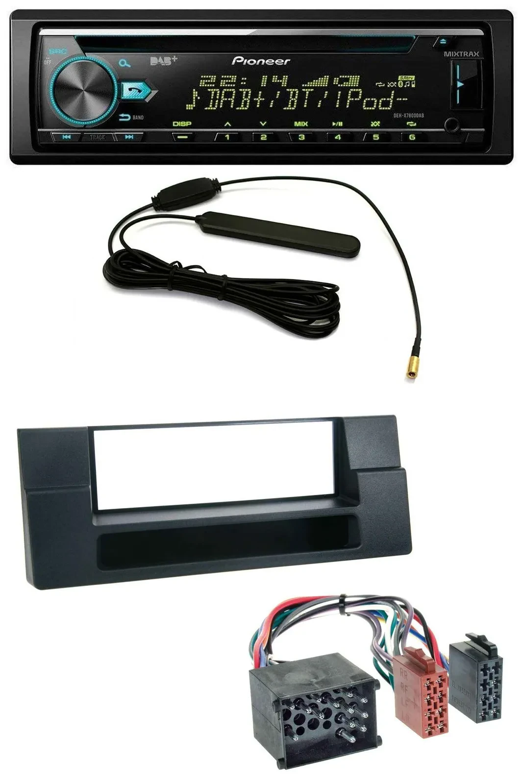 Автомагнитола Pioneer CD/MP3/AUX/DAB/USB для BMW X5 E53 и 5 серии E39, разъём Round Pin, с нишей Ablagefach