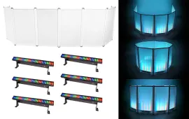 Rockville 8-Panel Club-Style DJ Facade Booth+Bag+Scrim+(6) Chauvet Strip Lights