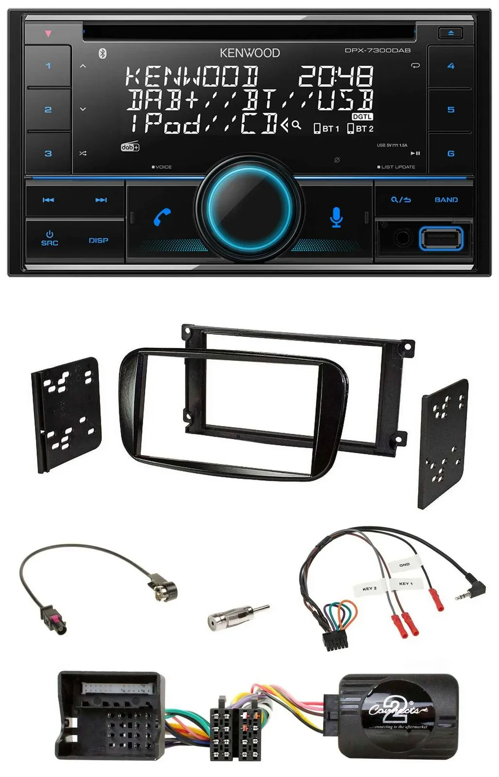 Автомагнитола Kenwood 2 DIN CD DAB USB Bluetooth для Ford Mondeo 2007–2014, S-Max
