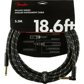 Инструментальный кабель Fender Deluxe Straight to Angle Instrument Cable 18.6 ft. Black Tweed