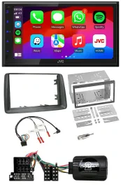 JVC Bluetooth USB Lenkrad 2DIN DAB Autoradio für Fiat Panda 2004-2007 grau