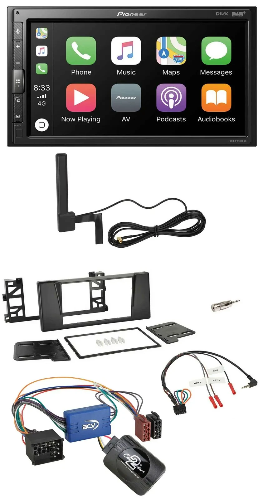 Pioneer USB 2DIN Bluetooth DAB Lenkrad Autoradio für BMW 5er E39 96-04 Aktivsyst