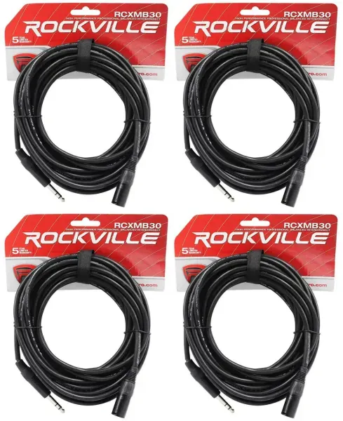 Коммутационный кабель Rockville RCXMB30-B Black 9.1 м (4 штуки)