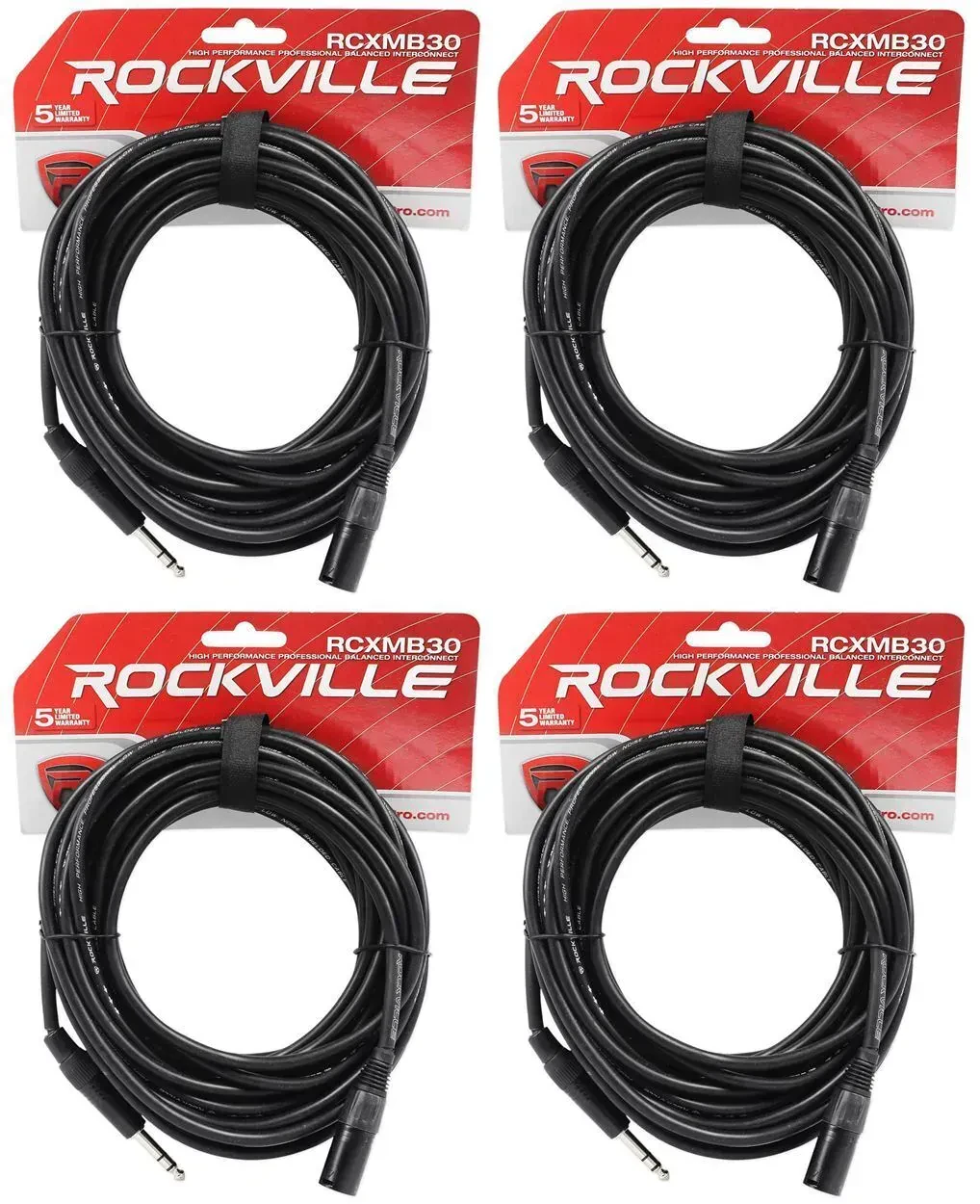Коммутационный кабель Rockville RCXMB30-B Black 9.1 м (4 штуки)
