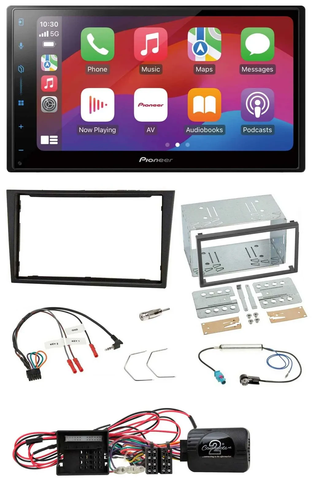 Pioneer DAB USB Lenkrad Bluetooth 2DIN Autoradio für Opel Corsa D stealth schwar