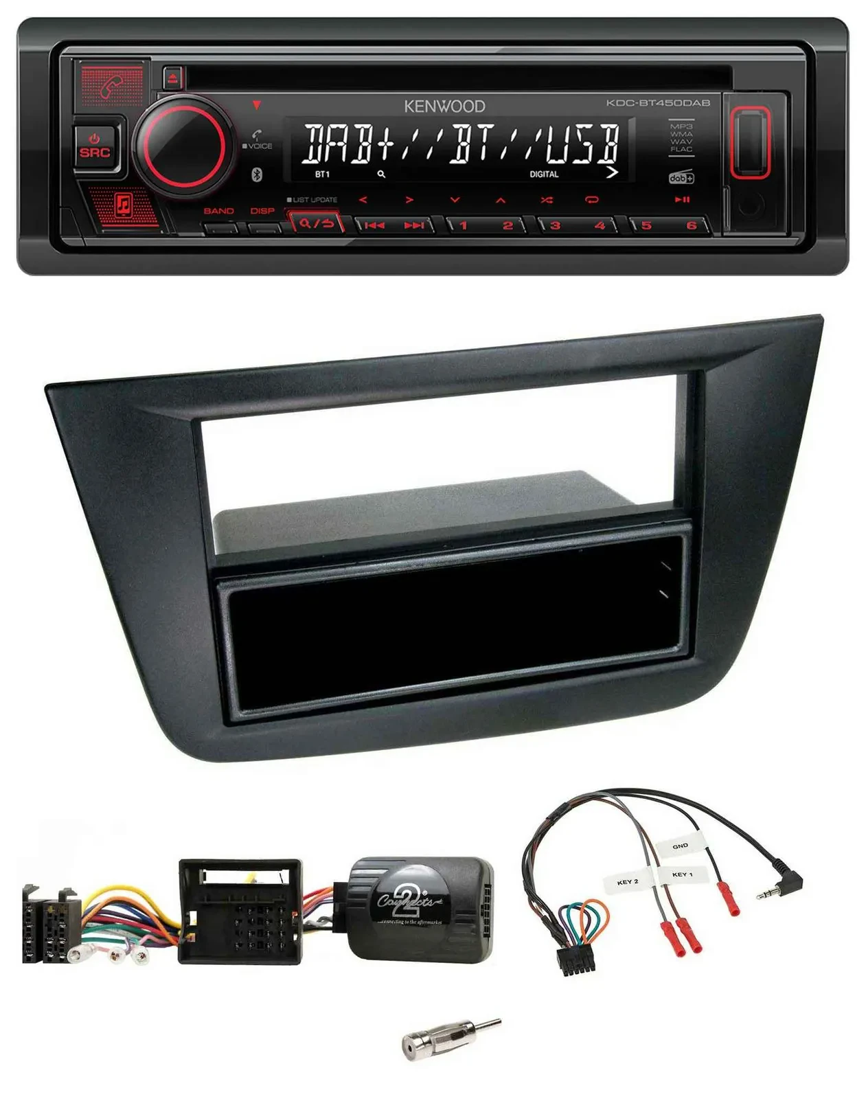 Автомагнитола Kenwood CD, USB, Bluetooth, DAB для Seat Altea/Toledo (2004–2009)