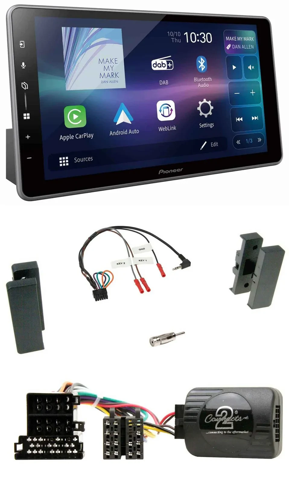 Автомагнитола Pioneer Bluetooth, USB, DAB, поддержка кнопок на руле для Seat Leon 2002–2006, Toledo с 2002