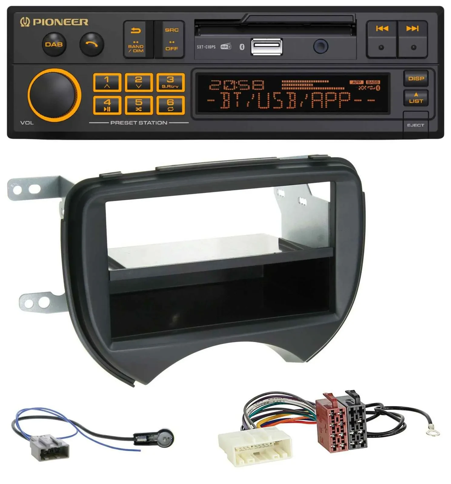Автомагнитола для Nissan Micra K13 2010–2013 Pioneer DAB MP3 USB Bluetooth черная
