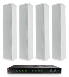 JBL CSMA 2120 Commercial 70v Amplifier+(4) Column Line Array Speakers in White