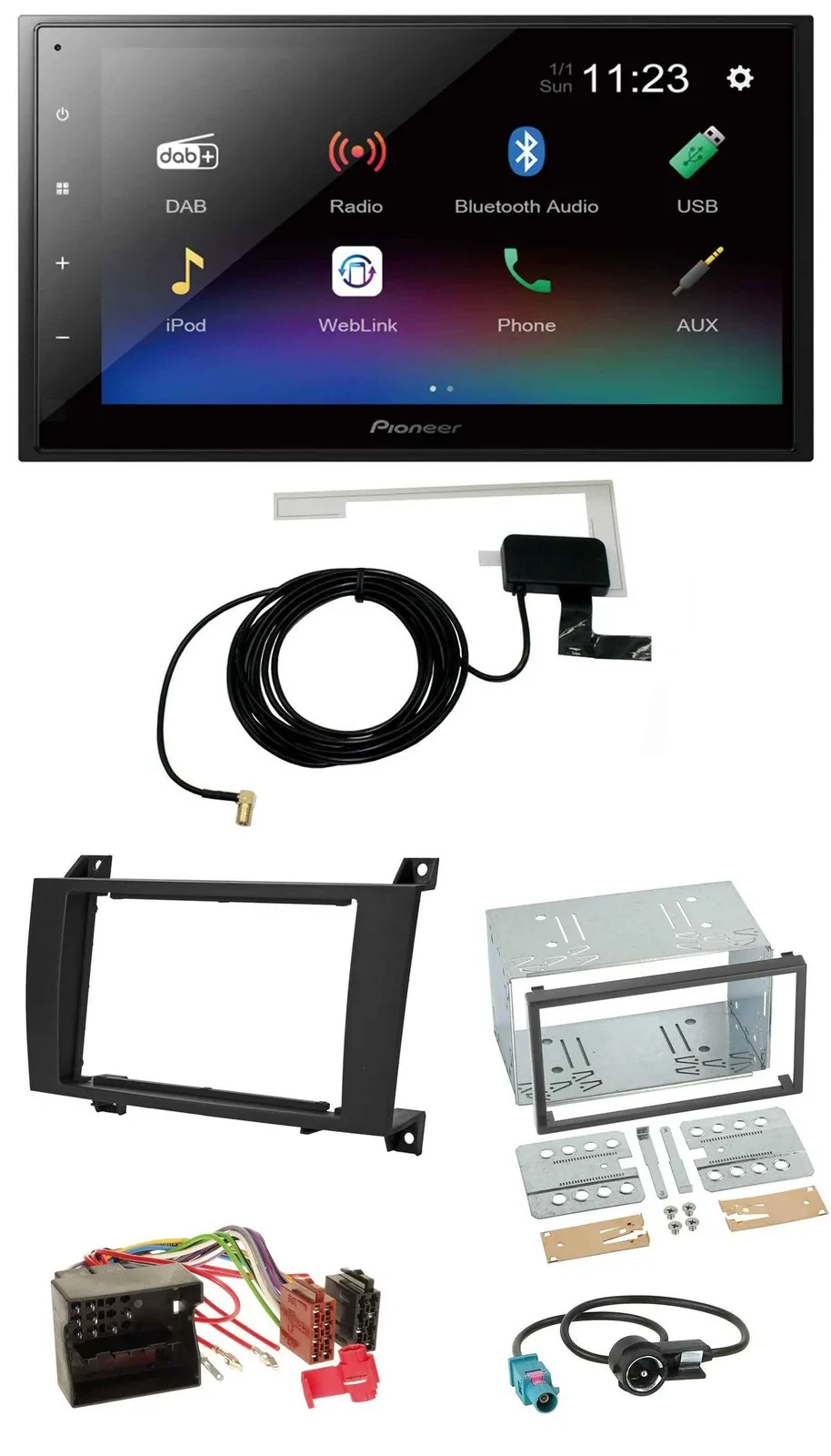 Pioneer DAB MP3 Bluetooth 2DIN USB Autoradio für Mercedes SLK R171 2004-2011