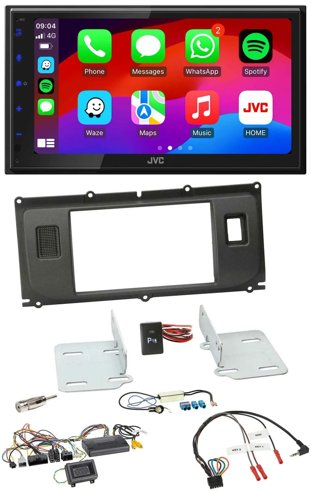 JVC Bluetooth 2DIN Lenkrad DAB USB Autoradio für Land Rover Evoque ab 2014