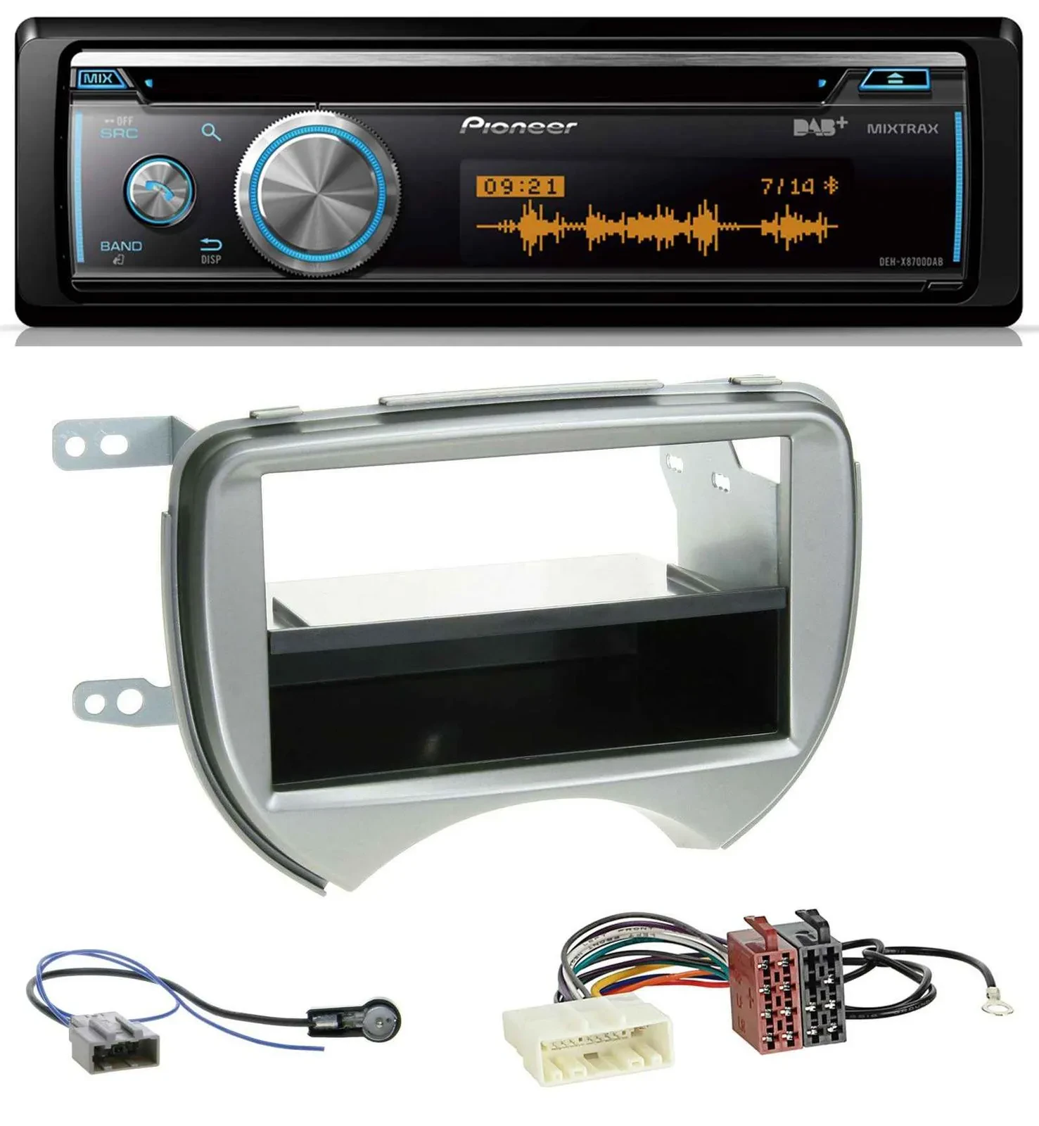 Pioneer MP3 DAB USB CD Bluetooth Autoradio für Nissan Micra (10-13 K13) silber